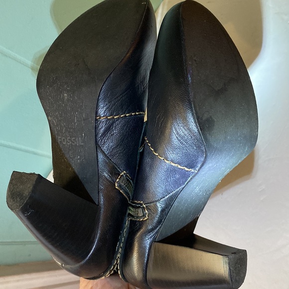 FOSSIL Black Harness Leather Ankle Boot size 6 - Picture 9 of 14